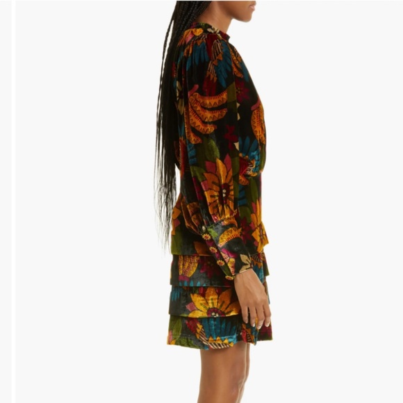 NWT $295 FARM RIO Macaw Floral Long Sleeve Velvet Dress in size M and XL! - Picture 3 of 9